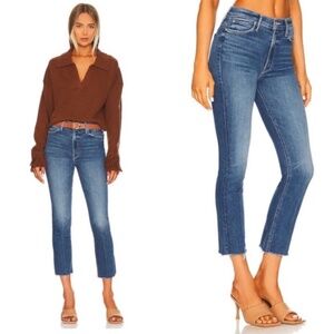 Mother Denim Mid Rise Dazzler Ankle Fray Opposites Attract Jeans